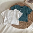 thumbnail image 6 of Lovzfmll 2-Piece Gauze Pocket Tee Set, Short Sleeve Top & Shorts for Boys & Girls, Summer Outfits for Infant 0-3 Months, 6 of 8