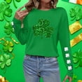 thumbnail image 5 of Ohufall Women's St Patrick's Day T-Shirt Lucky Irish Long Sleeve Shamrock Graphic Tees Tops, 5 of 6