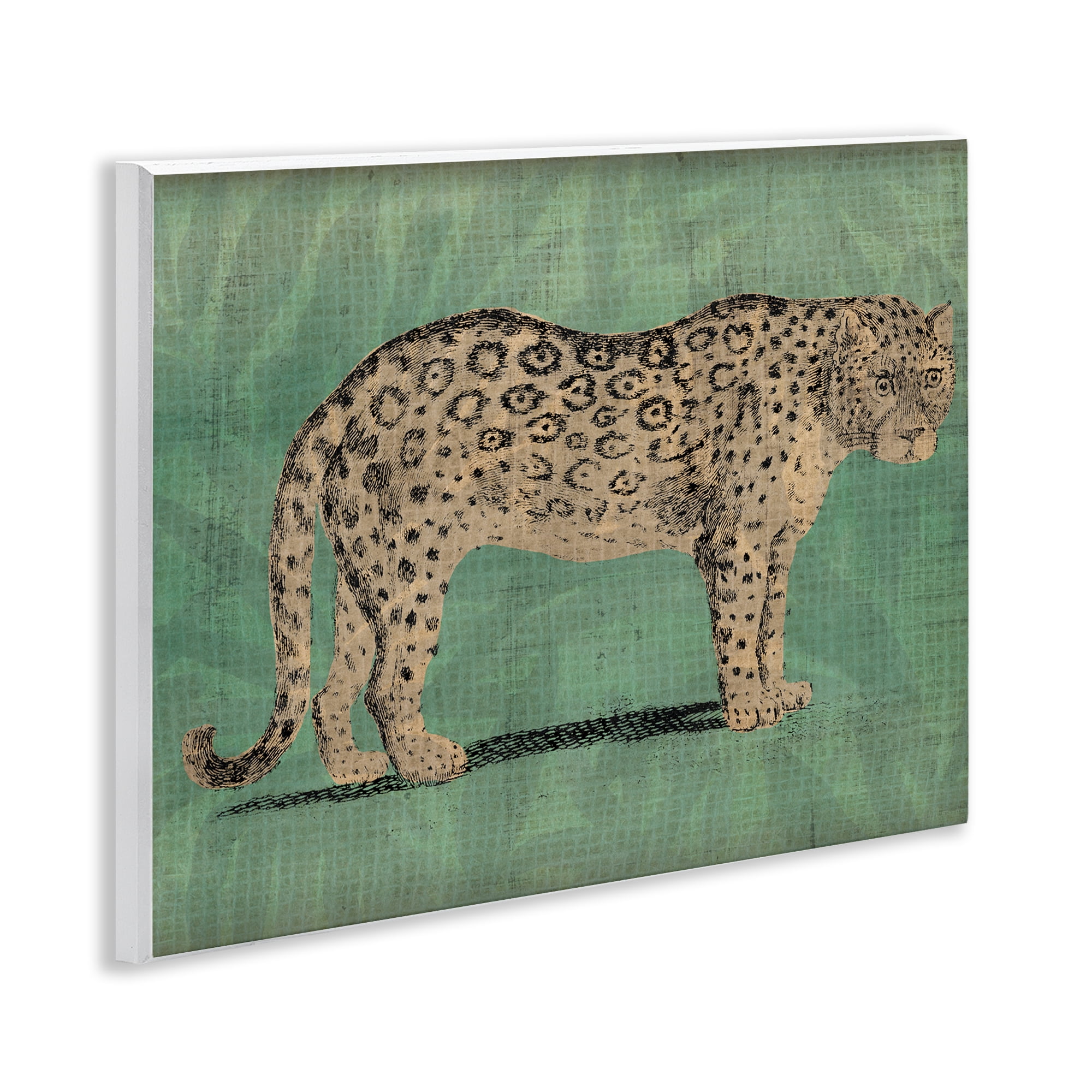 Stupell Industries Traditional Cheetah on Green Animals & Insects Painting Unframed Art Print Wall Art, 14 x 11