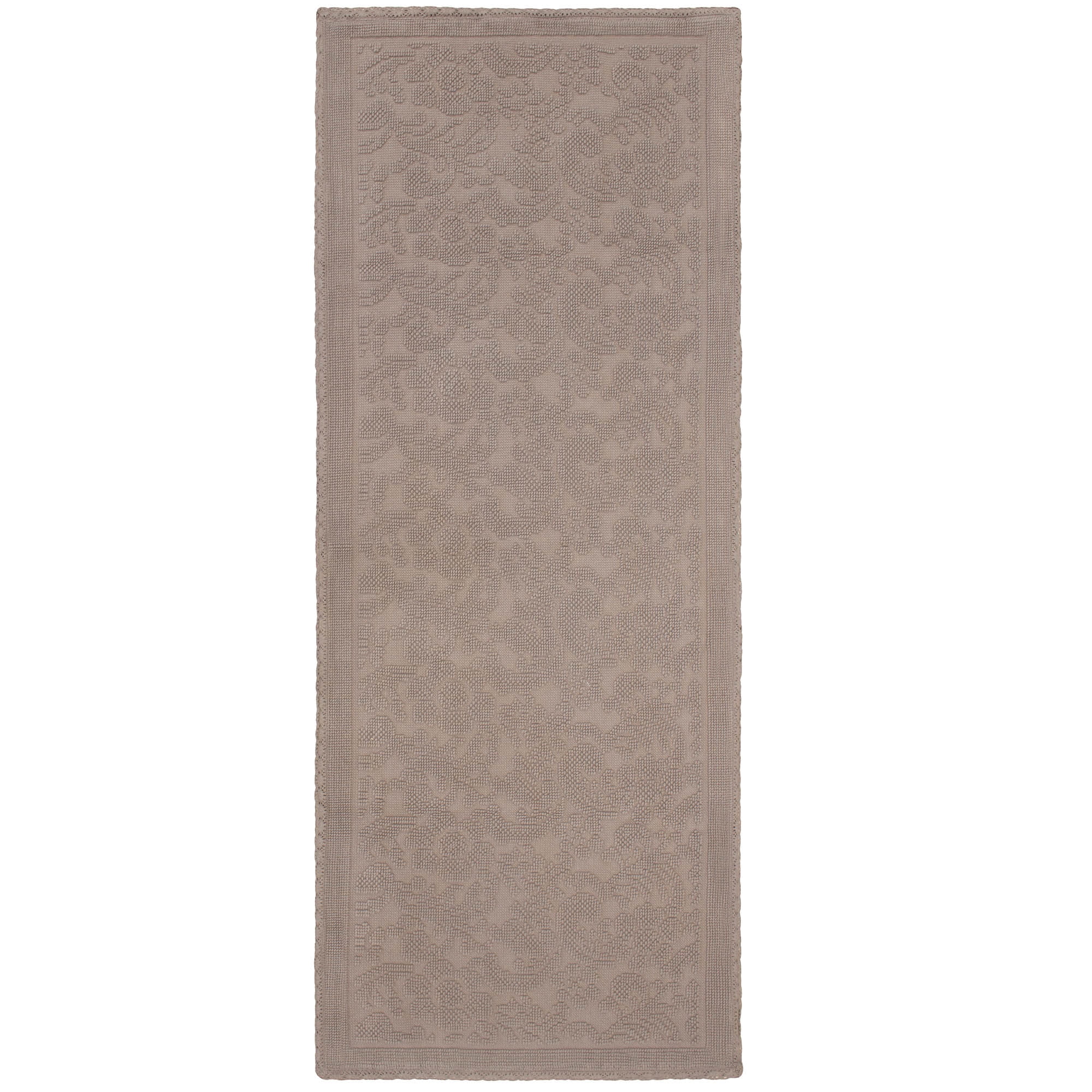 Jean Pierre Turkish Cotton Crochet 22x60 in. Bath Rug, Linen