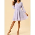 thumbnail image 5 of DARING DIVA Chiffon Spring V Neck 3/4 Sleeve Flowy A-line Dress S Purple, 5 of 7