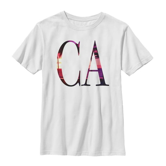 Boy's Lost Gods California Beach Sunset  Graphic Tee White Medium