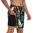 thumbnail image 3 of Haiem Parrot Mens Swim Trunks with Compression Liner 2 in 1 Swimming Shorts Stretch Swimwear Quick Dry,Board Shorts-Small, 3 of 9