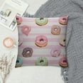 thumbnail image 2 of FUMJ  Square Sweets Ice Cream Donuts Cupcakes on Pink Throw Pillow Covers Sofa Bed Home Decorative Pillowcase Cushion Case Double Sided Design Printed, 2 of 5