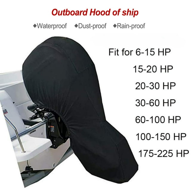 420D Oxford Cloth Boat Outboard Motor Cover Dustproof Universal Washable Yacht Replacement Engine with Storage Bag 100-150HP