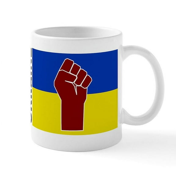 CafePress - Ukrainian Flag With Fist Mugs - 11 oz Ceramic Mug - Novelty Coffee Tea Cup