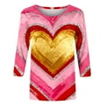 thumbnail image 5 of Vetsdori Womens Tops Gifts for Girlfriend Valentine Pullover 3/4 Sleeve Graphic Heart Print Cute,Holiday T-Shirts for Junior Crew Neck, 5 of 6
