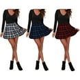 thumbnail image 3 of Teen Girls Cute School Skirt,Plaid Pleated Casual A-Line Mini Skirt High Waist Flare Gothic Mini Skirt Dress Girls Skater Skirt,Green XS-L, 3 of 5