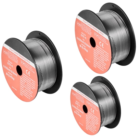 KFFKFF Flux Core MIG Welding Wire, E71T-11 0.035-inch 1 LBS, Gasless Mild Steel Welding Wire with Reduced Spatter for Versatile Arc Welding, Self-Shielded for Outdoor Applications (Pack of 3 Rolls)
