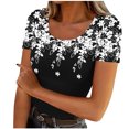 thumbnail image 1 of Camisetas Casuales de Manga Corta de Mujer Color Sólido Cuello Redondo Camiseta de Poliéster Top Ligero, Blusa Casual para Verano Primavera Diario, 1 of 4