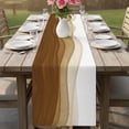 thumbnail image 4 of Ombre Waves Table Runner - 48 Inch Long Abstract Art Gradient Brown Modern Cotton and Linen Blended Dress Scarves Farmhouse Table Runner for Kitchen Dining, Coffee Table, 13" x 48", 4 of 8