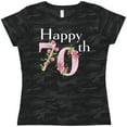 thumbnail image 3 of Inktastic Happy 70th Birthday with Roses Women's T-Shirt, 3 of 5