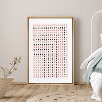 PixonSign Framed Canvas Print Wall Art Symmetrical Black and Pink Dot Array Abstract Shapes Illustrations Expressionism Contemporary Edgy Multicolor for Living Room, Bedroom, Office - 24"x36" Natural