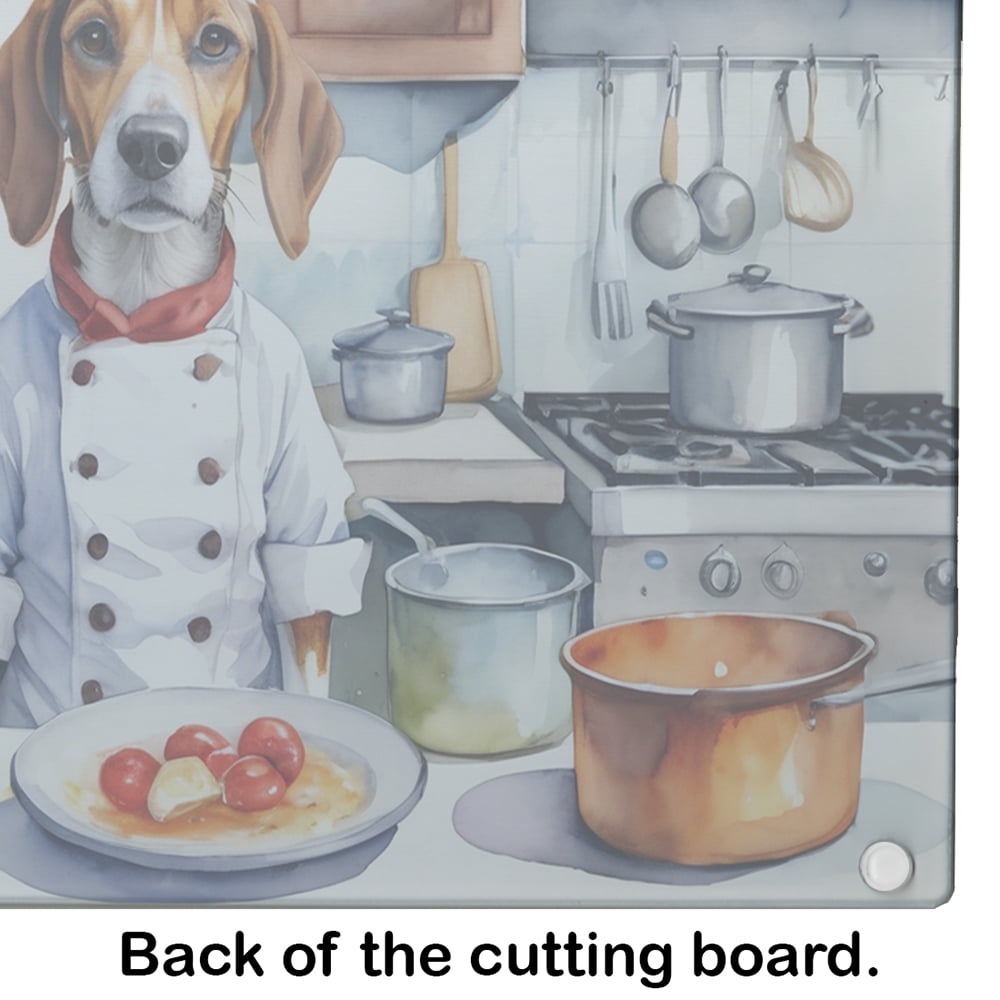 English Foxhound The Chef Glass Cutting Board 12 in x 15 in