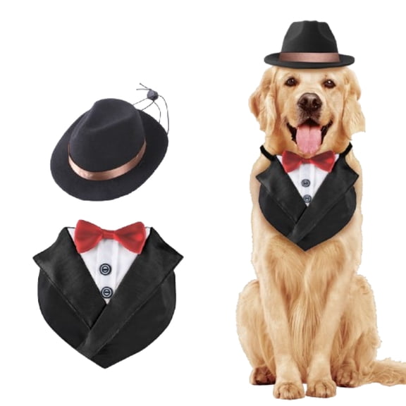 Wisolt Dog Wedding Suit Set, British Style with Bow Tie, for Small & Medium Dogs