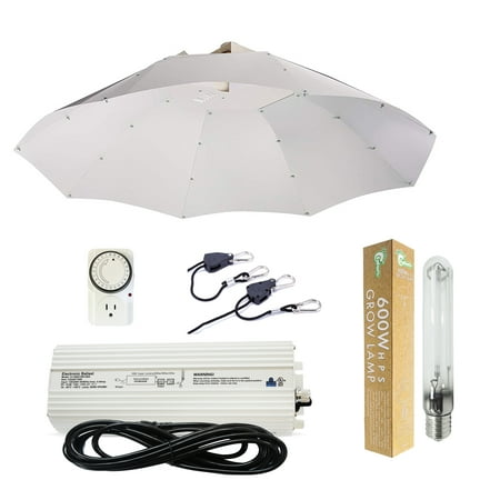 - Hydro Crunch 600-Watt HPS Grow Light System with 42 in. Parabolic Vertical Umbrella Hood Reflector