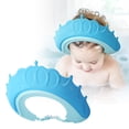 thumbnail image 2 of Cxui Blue Shampoo Cap for Bath Time, Adjustable Crown Shape Bath Visor for Kids, Soft Waterproof Ear Protection Washing Hat for Toddler, Infant, Newborn Hair Rinsing, 2 of 9