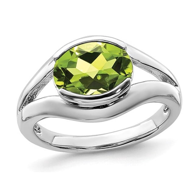 2.60 Carat (ctw) Oval-Cut Peridot Ring in Sterling Silver