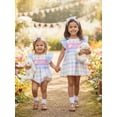 thumbnail image 6 of BemeyourBBs Baby Girl Matching Sister Outfits I Love Mama Baby Summer Clothes Mothers Day Outfit Plaid Bow Flying Sleeve Romper Toddler Baby Girl Dress and Headband Set, 6 of 9