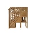 thumbnail image 3 of Max & Lily Twin over Twin Bunk Bed for Kids, Solid Wood Bunk Beds with Stairs and Storage, Pecan, 3 of 11