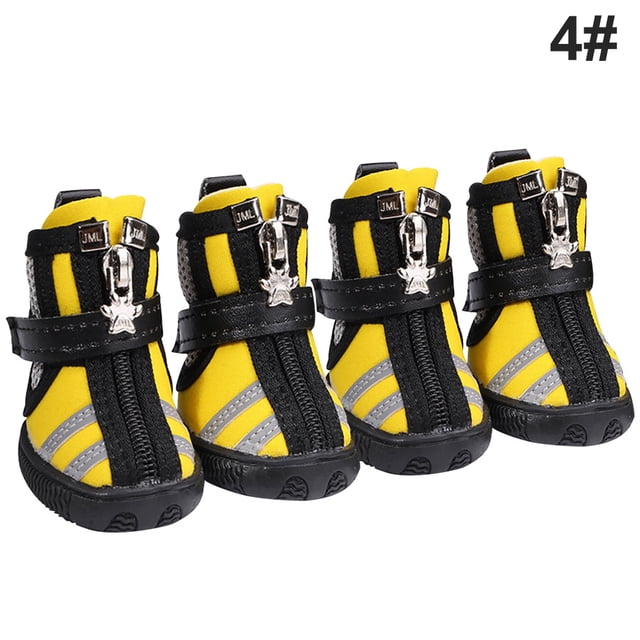 Greeniant Zapatos para mascotas Botas deportivas para interiores Malla Transpirable Clásico Algodón Cremallera Calzado para mascotas Ropa para mascotas amarillo cuatro Greeniant PT000055-14B