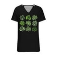 thumbnail image 4 of Erwazi St Patricks Day Women Short Sleeve T-Shirts V Neck Shamrock Funny Clover Tee Tops, 4 of 4