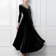 thumbnail image 2 of Moda mujer elegante casual sólido vestido con cuello en v manga larga vestido de fiesta largo Fridja  NMB4979, 2 of 5