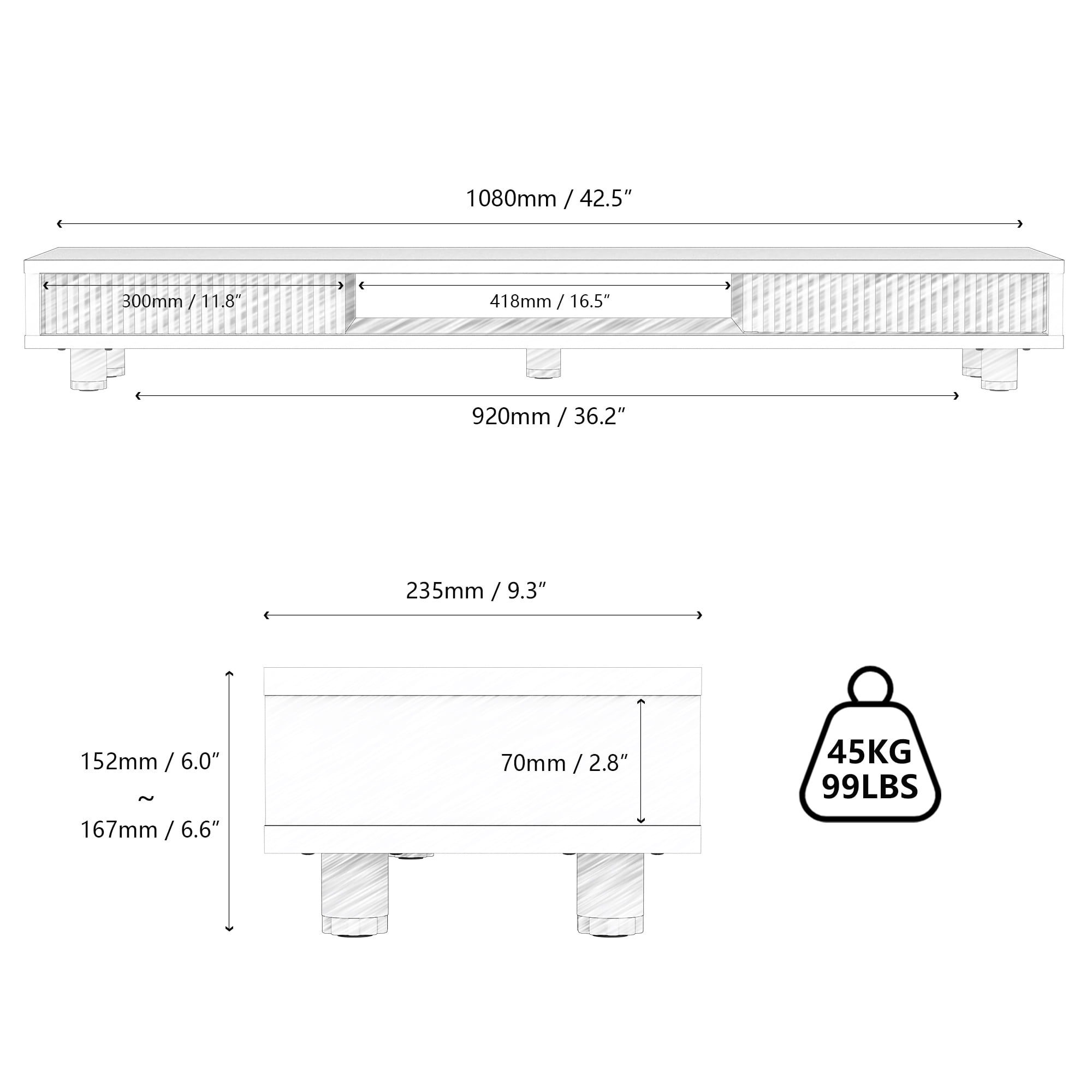 Fenge Dual Monitor Stand, 42.5inch Long Monitor Stands Riser for 2 Monitors