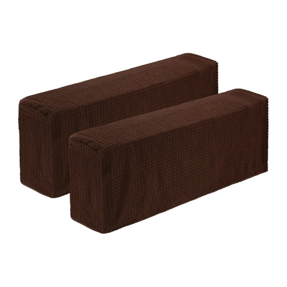 4 Pack Stretch Armrest Covers, Polyester Couch Armchair Cover Water Resistant, Dark Brown