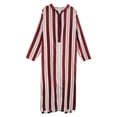 thumbnail image 3 of Chemises Habillées pour Hommes / Robe Décontractée pour Homme à Capuche, Thobe Long à Rayures Imprimées, Manches Mi-Longues, Jubba, Fermeture Éclair, Blouse pour Homme, 3 of 4