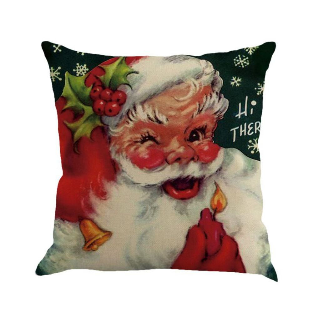 Christmas Pillow Case Santa Cotton Linen Sofa Car Throw Cushion Cover Xmas Decor 