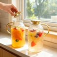 thumbnail image 3 of Amzcku Glass Pitcher with Lid, 101 oz/ 3 Liter Vintage Water Pitcher,Water Carafe for Cold Brew, Coffee, Lemonade, Iced Tea,Beverage, Heat Resistant Water Glass Jug 1Pack, 3 of 5