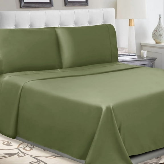 Superior Tierney Lightweight Cotton Percale Deep Pocket Sheet Set, King, Sage