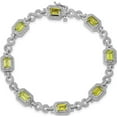 thumbnail image 5 of Sterling Silver Rhodium-Plated Diamond & Peridot Bracelet (7 X 3) Made In China qx842pe, 5 of 5