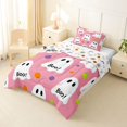 thumbnail image 2 of Feelyou Cartoon Ghost Boo Twin Comforter Sets, Cute Polka Dot Bedding Set, Pink White, Halloween Reversible, 2 Pieces, 1 Comforter and 2 Pillowcases, 2 of 7