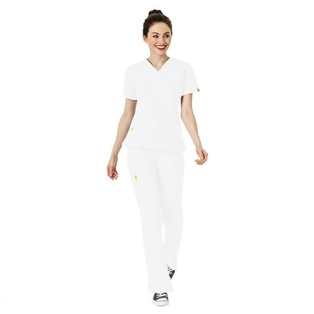 

WonderWink Origins Women s The Bravo 5-Pocket Top & Romeo Flare Pant Scrub Set