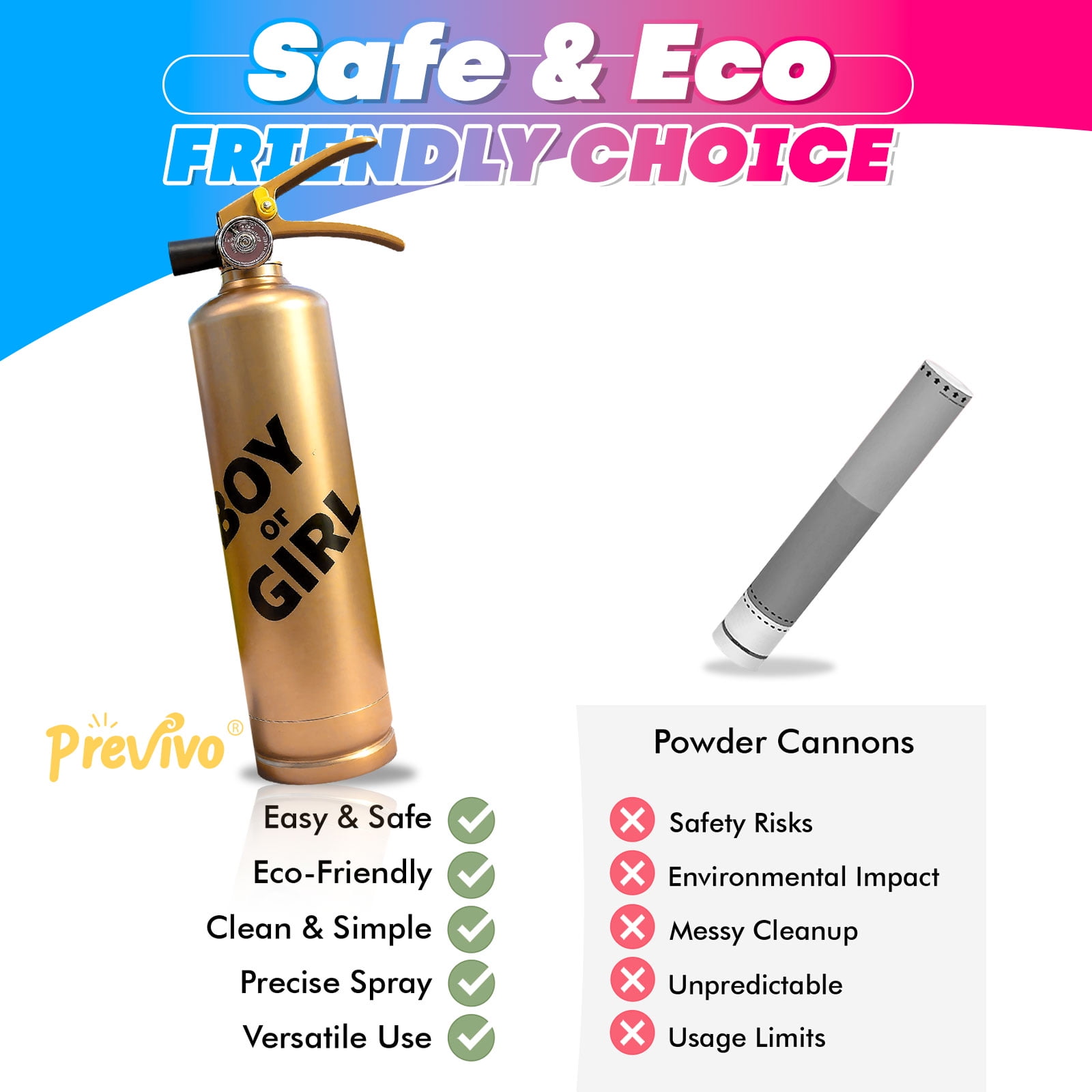 Previvo Gender Reveal Fire Extinguisher, 23oz Blue Color Powder Cannon, Large Capacity Gold Canister Baby Gender Reveal Party Supplies