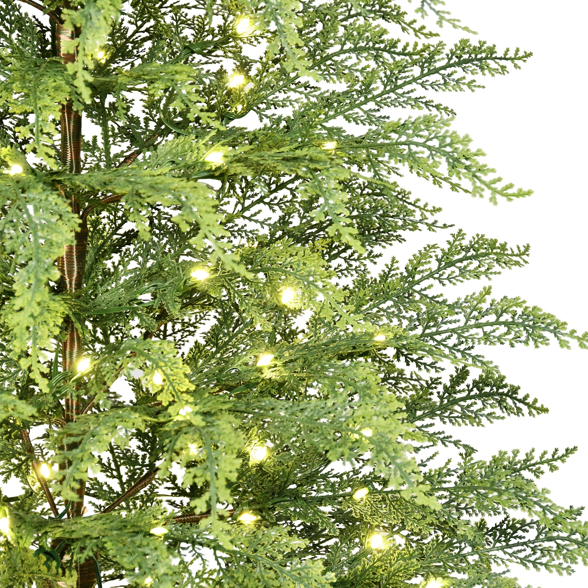 My Texas House 4ft Prelit Green Cypress Artificial Christmas Potted Tree, 100 Warm White Twinkle LED