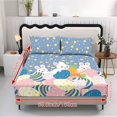 thumbnail image 2 of COEQINE Queen Size Sheet Set Soft Easy Care 3 Pieces Bedding Set Fade Resistant Stay in Place Include 1 Fitted Sheet & 2 Pillowcases for Women Men, Easter Bunny Egg Star Blue, 2 of 5
