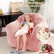 thumbnail image 3 of Puf Gigante para Adultos y Niños con Reposabrazos - Sofá de Piso con Espuma de Alta Densidad y Tapizado Tipo Piel de Conejo Suave - Ideal para Sala, Dormitorio o Sala de Juegos - Rosa - 99 x 81 x 71, 3 of 8