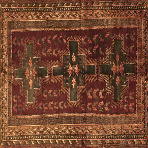 Ahgly Company Indoor Square Persian Brown Traditional Area Rugs, 4' Square