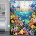 thumbnail image 4 of Blue Ocean Shower Curtain for Bathroom, Fish Underwater World Kids Bath Curtains with 12 Hooks Summer Tropical Colorful Coral Marine Life Shower Curtain for Children Sea Bathroom Decor,70X85IN, 4 of 5
