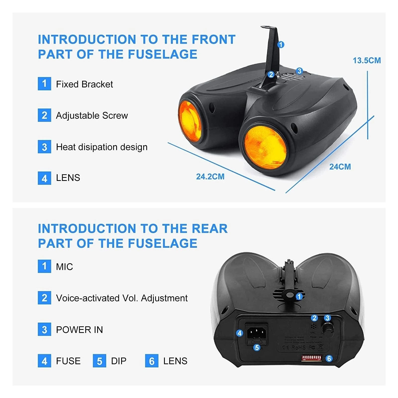 Led Double Head Disco Lamp Spotlight Colorful DJ Party Light Projector Stage Effect Lighting For Home Entertainment