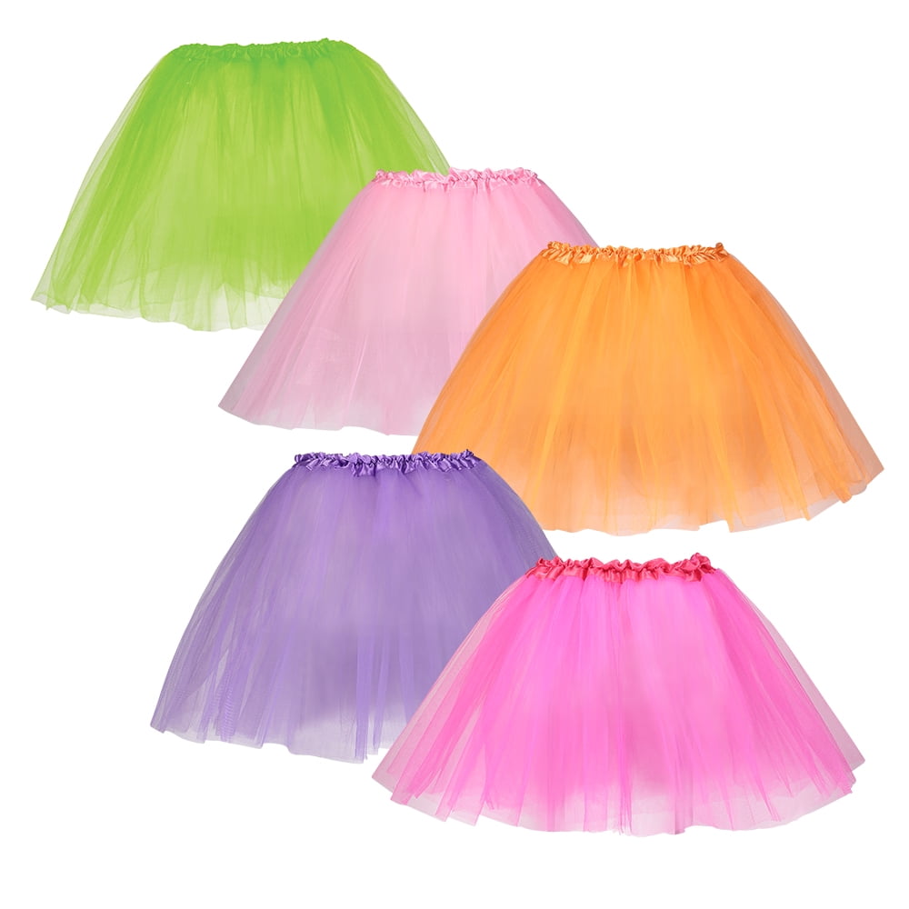 Tutus for Girls - Pack of 5 Different Colored Tulle Layered Tutu Skirts ...