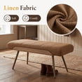 thumbnail image 4 of Dayalane 35.5" Mid-Century Modern Linen Upholstered Bench, Tufted Ottoman Accent Bench with Solid Wood Trim, Bronze Metal Legs for Entryway, End of Bed, Brown, 4 of 12