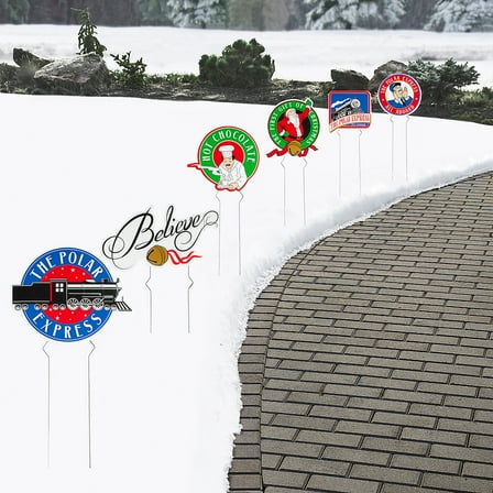 8" - 12" The Polar Express Christmas Corrugated Plastic Yard Signs - 6 pieces