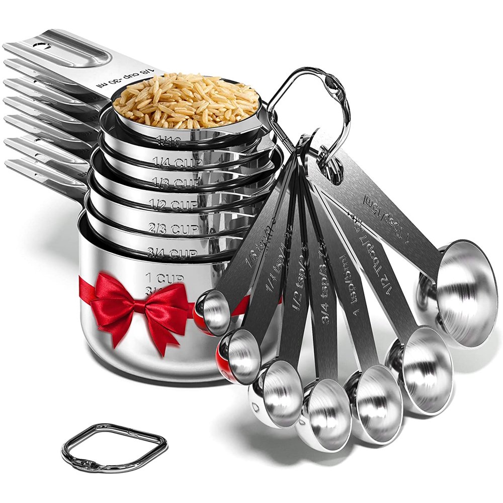 Stainless Steel Measuring Cups and Spoons Set of 16 Pieces