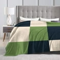 thumbnail image 6 of YFYANG Anti-Pilling Ultra-Soft Micro Fleece Cover Blanket for Bed Sofa, Green Plaid Pattern Throw Blanket for All Seasons, 60"x50", 6 of 9