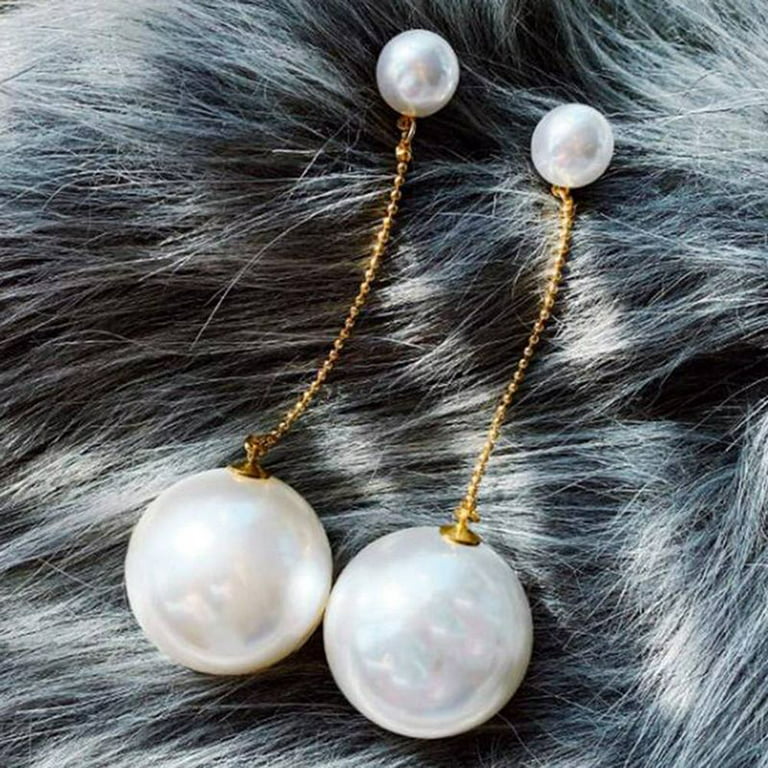 New Fashion Tassel Chain Imitation Pearl Earrings For Women Punk