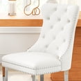 thumbnail image 2 of Velvet Dining Chairs Set of 6, Upholstered Tufted Dining Chairs with Stainless Steel Legs & Pull Ring for Dining Room, Living Room, 2 of 6